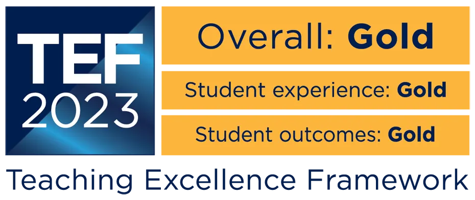 The TEF 2023 results as an image; Exeter achieved a 'Gold Overall' standard in the TEF assessment.