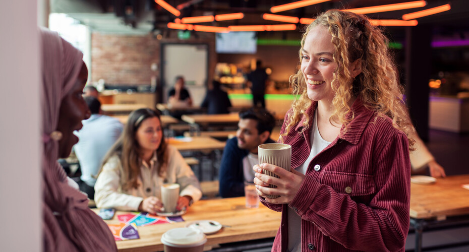 Students drinking coffee