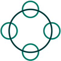 Logo of a green cross representing collaboration.