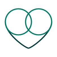Green heart with two circles inside, representing respect. A visual infographic on the concept of respect.