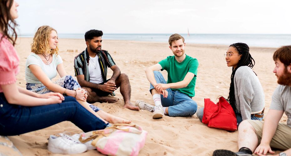 Students on beach